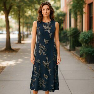 Allison Taylor Vintage Women's Black & Tan Maxi Sleeveless Dress Sz 6